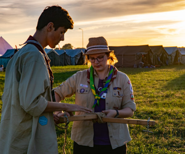 Activities on Sobieszewo Island, Gdansk Scouts work on their camp at a camp site on Sobieszewo Island in Gdansk, Poland August 6, 2019. ZHP/Sebastian Strachowski