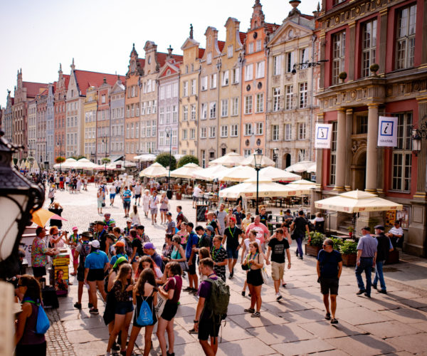 City of Gdansk, Poland Scouts walk on Dluga street at old town of Gdansk, Poland August 10, 2018. ZHP/Weronika Malachowska
