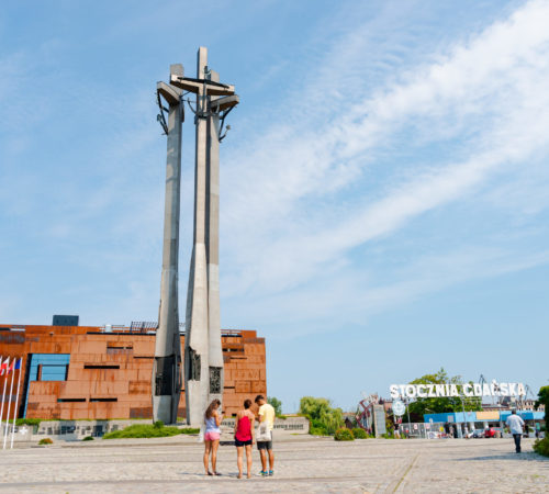 General view of Solidarity Center (ECS) and an entrance to Gdansk Shipyard in Gdansk, Poland August 8, 2018. ZHP/Karolina Posnik